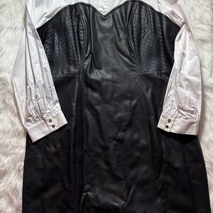 Black and White Faux Leather Dress